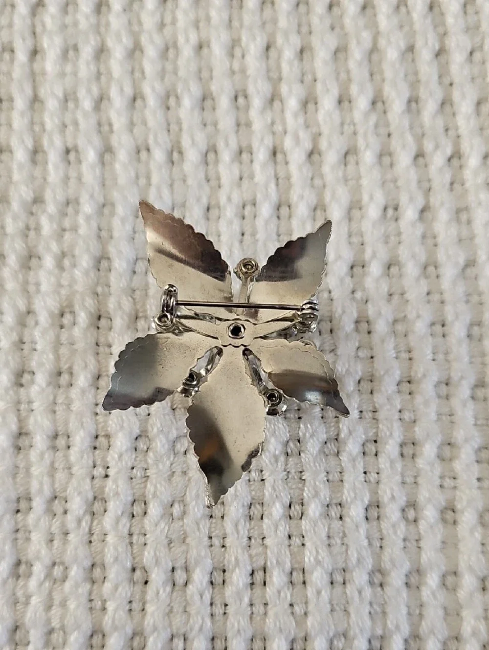 Vintage Silver Crystal Sparkling Floral Brooch